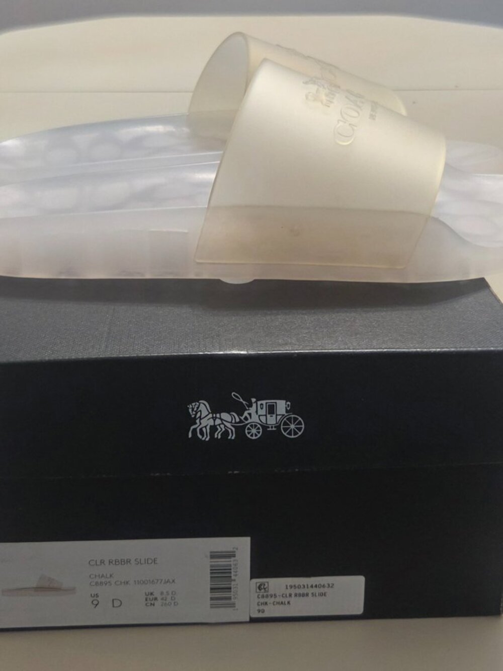 Coach Clear Rubber Slide Chalk Men's Sandals in size 9D